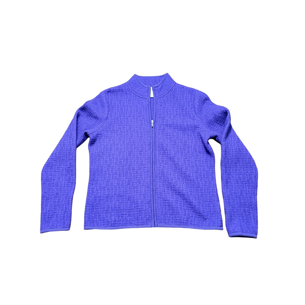 Talbots Full Zip Wool Sweater Womens Medium Purple